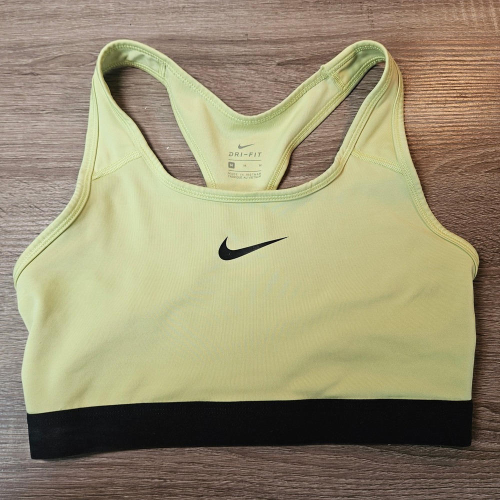 Nike Dri-FIT Swoosh Medium Support Racerback Sports Bra Lime Green BV3902-367 M